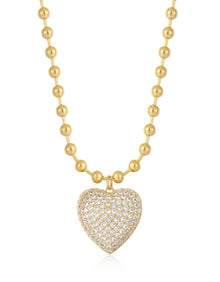 Puffy Heart Statement Necklace | Gold
