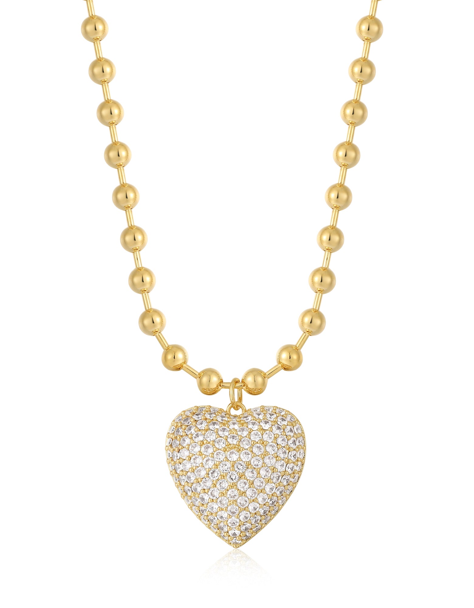 Puffy Heart Statement Necklace | Gold