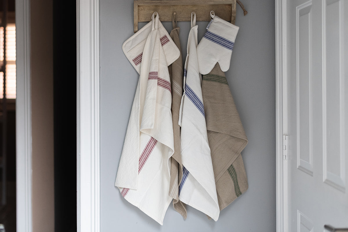 Kitchen Tea Towel | Vintage Spruce Green Stripe | Set of 2
