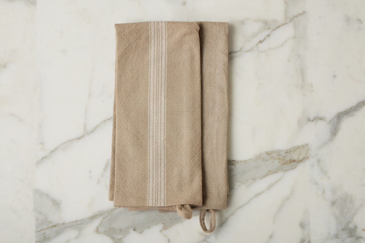 Kitchen Tea Towel | Vintage White Stripe | Set of 2