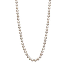 Womens | 8-9mm Round White Freshwater Pearl | Strand Necklace - II | Sterling Silver