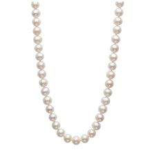 Womens | 8-9mm Round White Freshwater Pearl | Strand Necklace - I | Sterling Silver