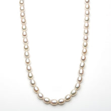 Womens | 7-8mm Rice Shape White Freshwater Pearl | Long Strand Necklace | Sterling Silver