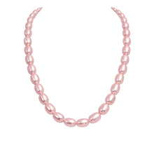 Womens | 9-10mm Rice Shape Pink Freshwater Pearl | Long Strand Necklace | Sterling Silver