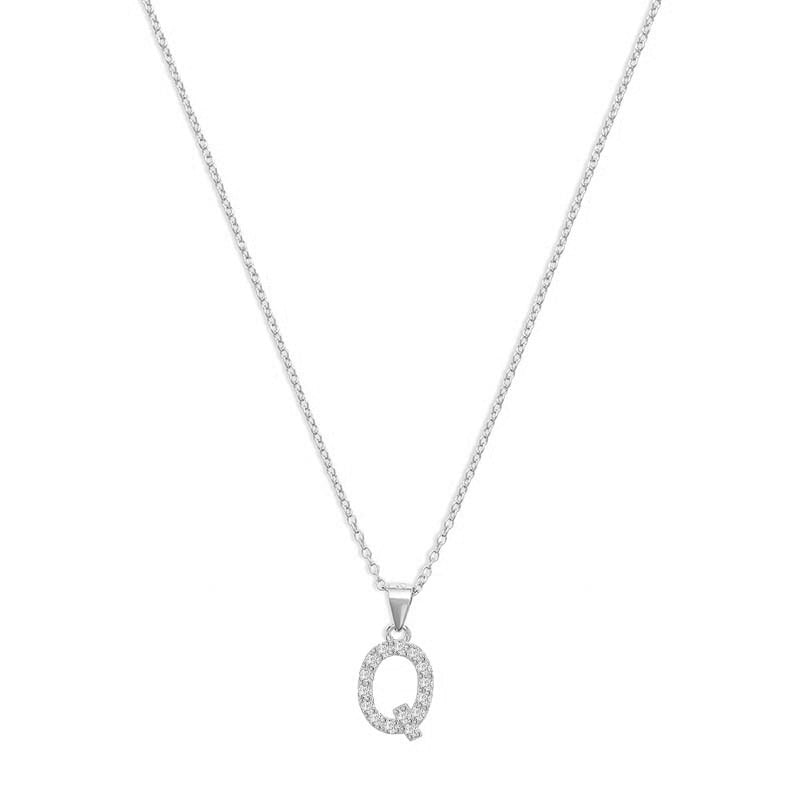 The Pave Single Block Initial Necklace | 18KT Gold Vermeil & Sterling Silver