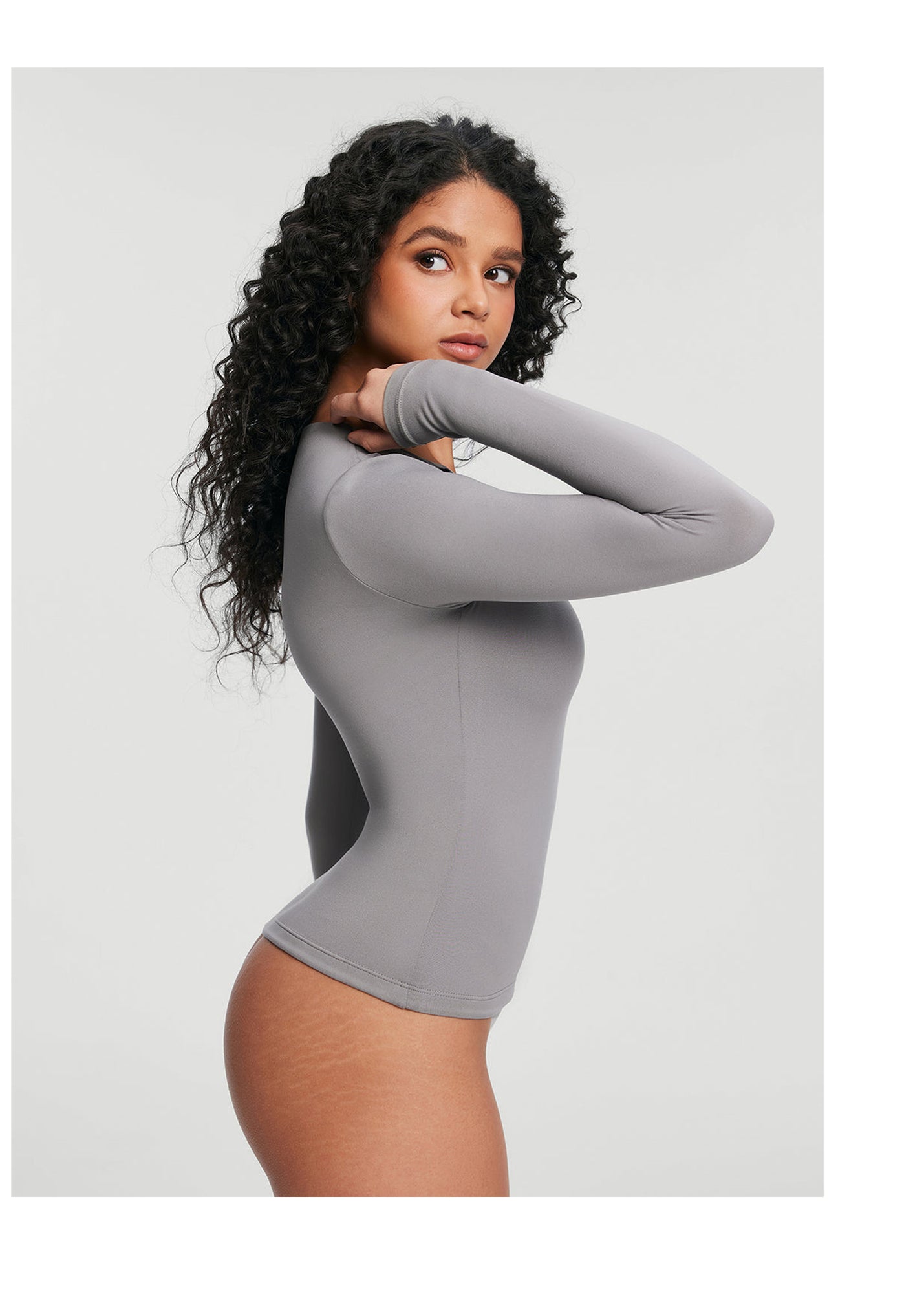 Quarter Zip Long Sleeve Top | Cool Gray