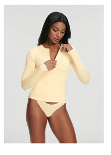 Quarter Zip Long Sleeve Top | Lemon Meringue