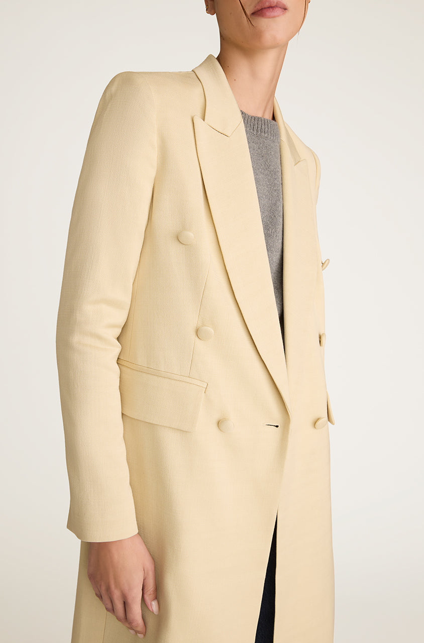 Viscose Slub Blazer Coat | Straw