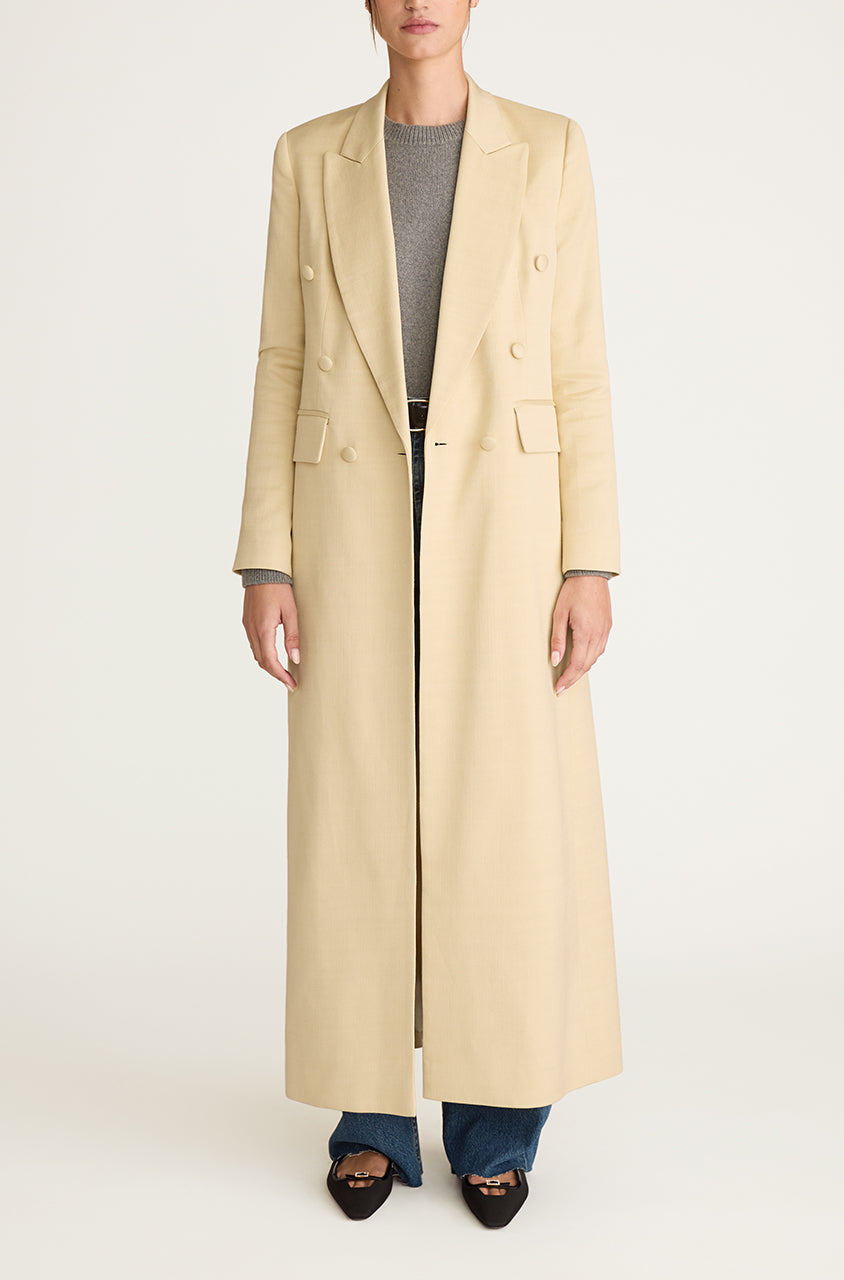 Viscose Slub Blazer Coat | Straw