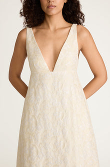 Plunge V-Neck Empire Gown | Winter White