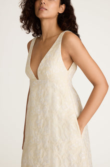 Plunge V-Neck Empire Gown | Winter White