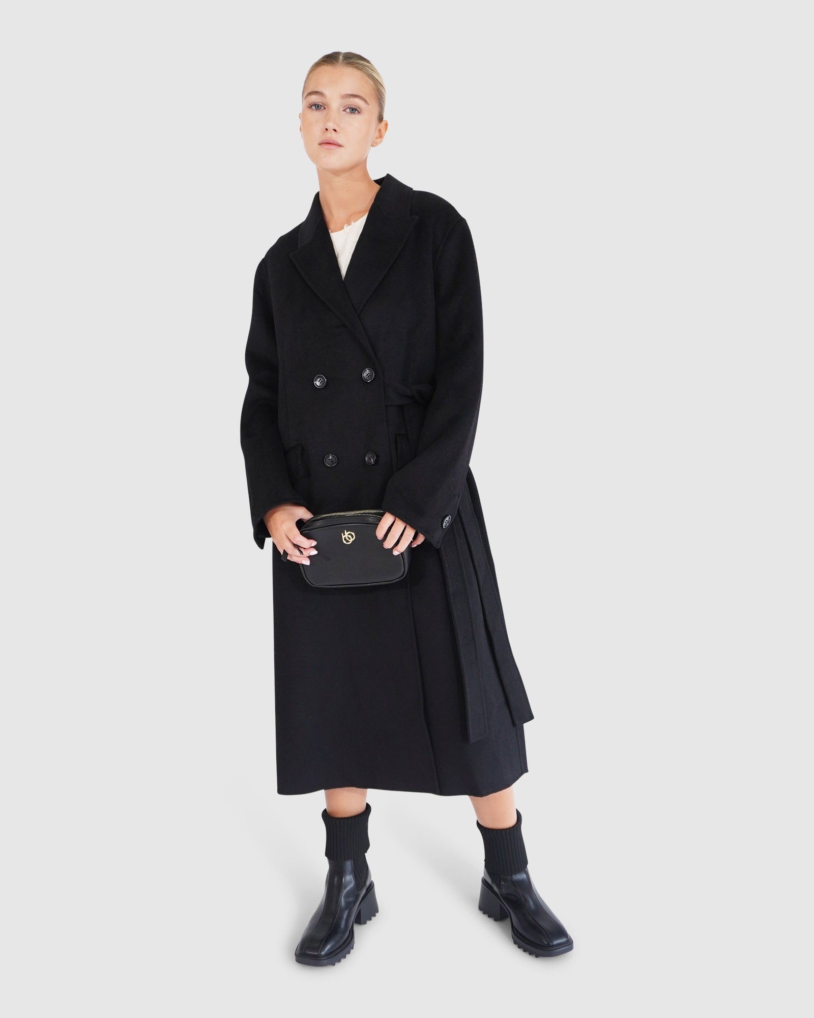 Right There Side Tie Coat | Women | Black