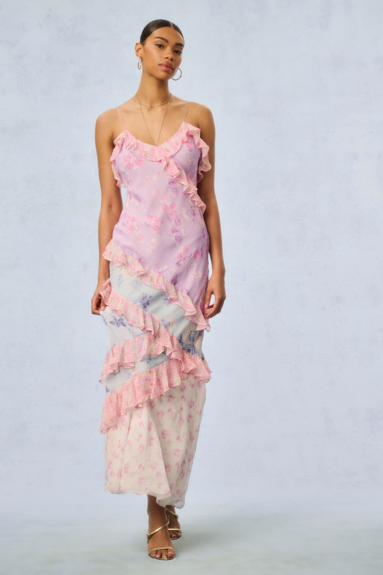 Rialto Silk Mixed Heirloom Print Dress | Blooming Paradise