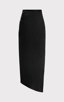 Ruched Jersey Midi Skirt | Black