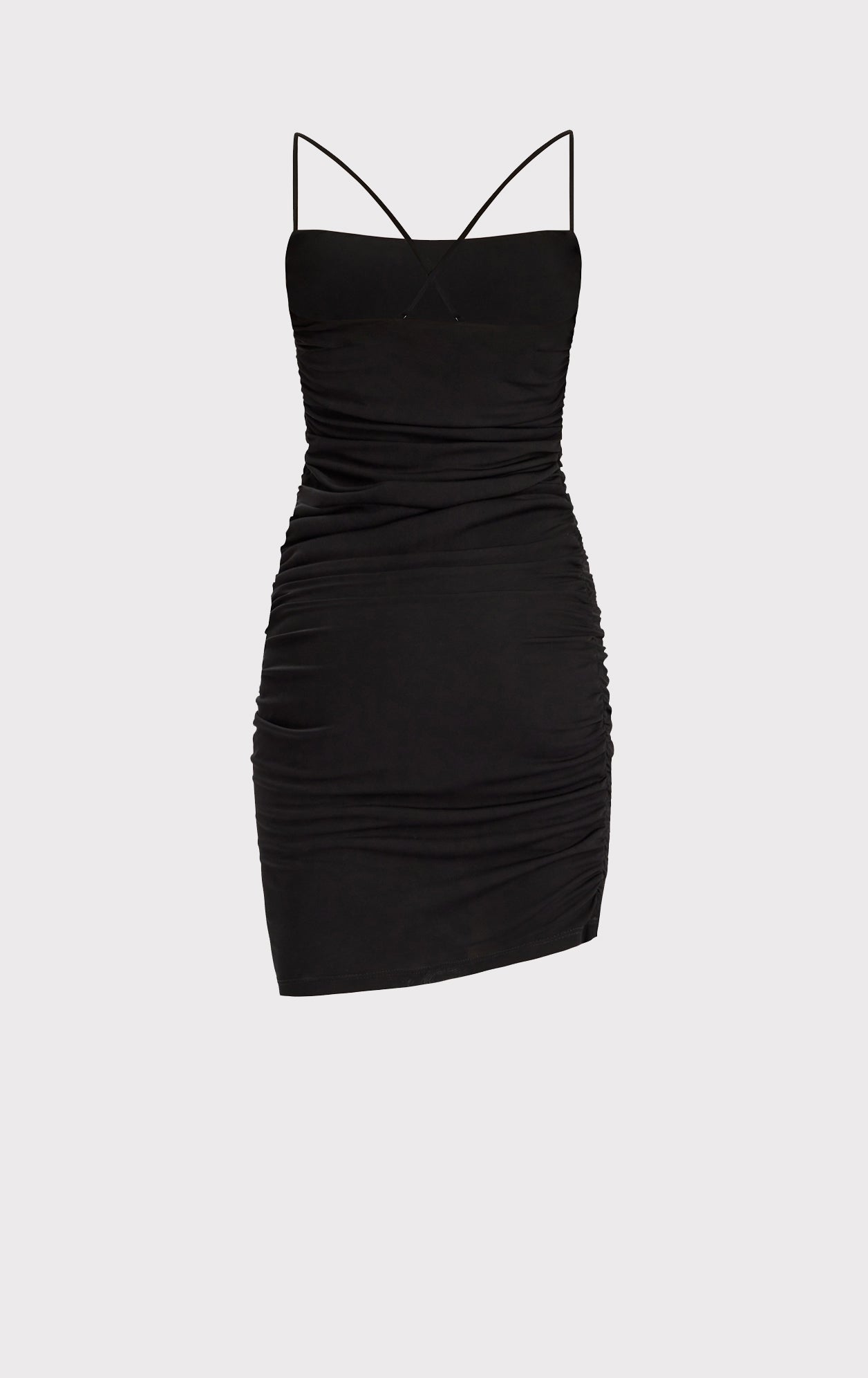 Ruched Jersey Mini Dress | Black