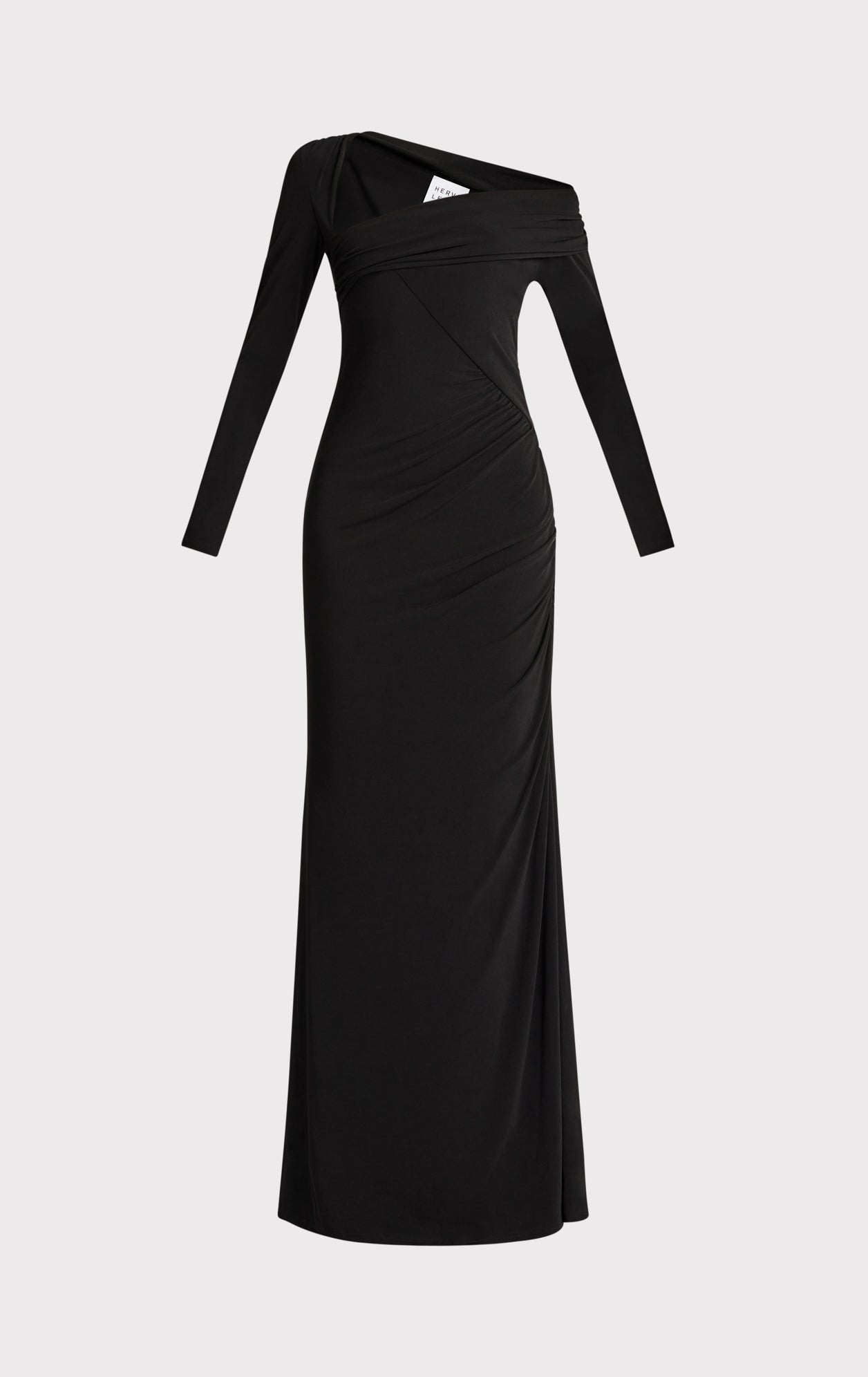 Ruched Jersey Asymmetric Gown | Black