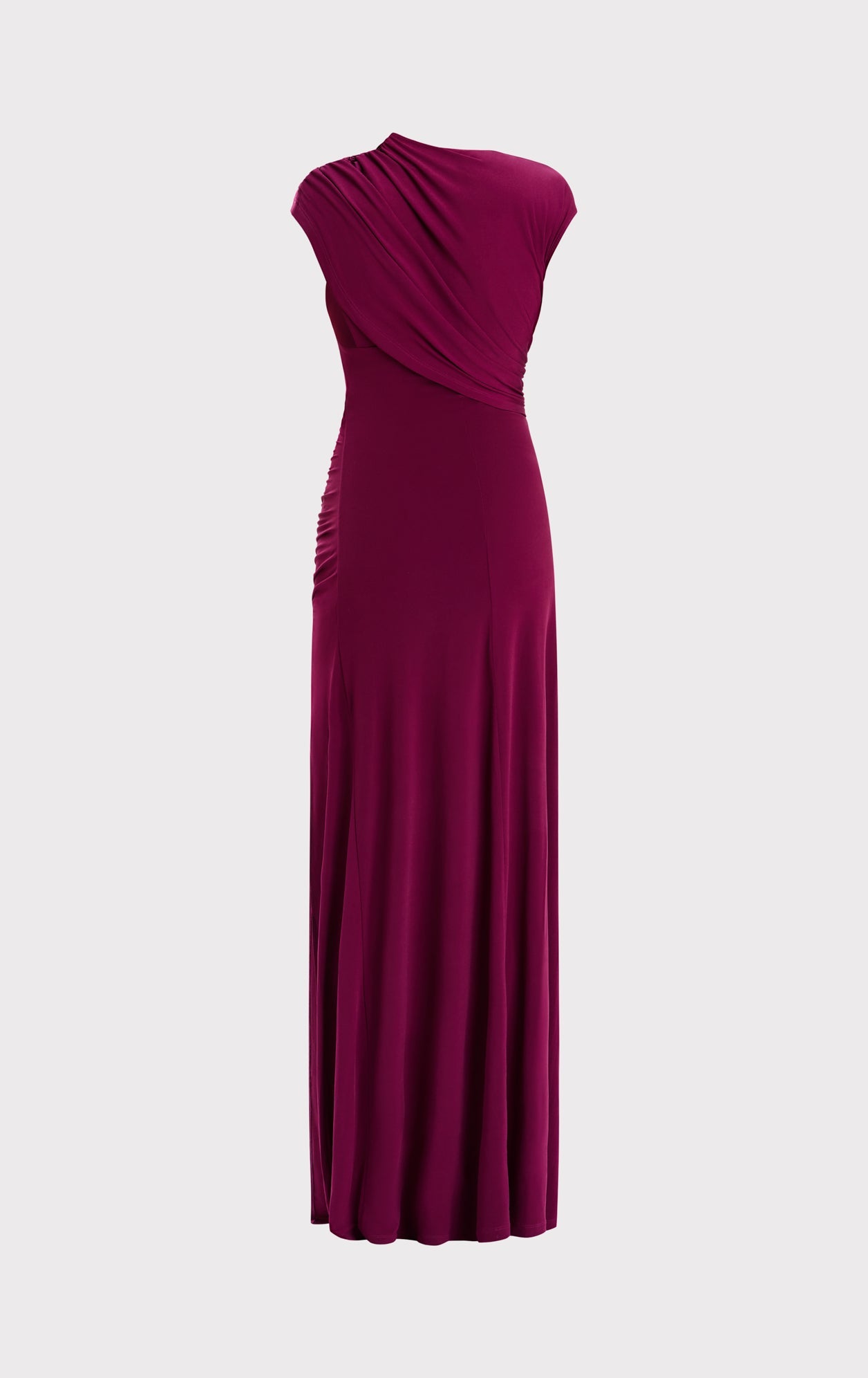 Ruched Matte Jersey Draped Gown | Sangria