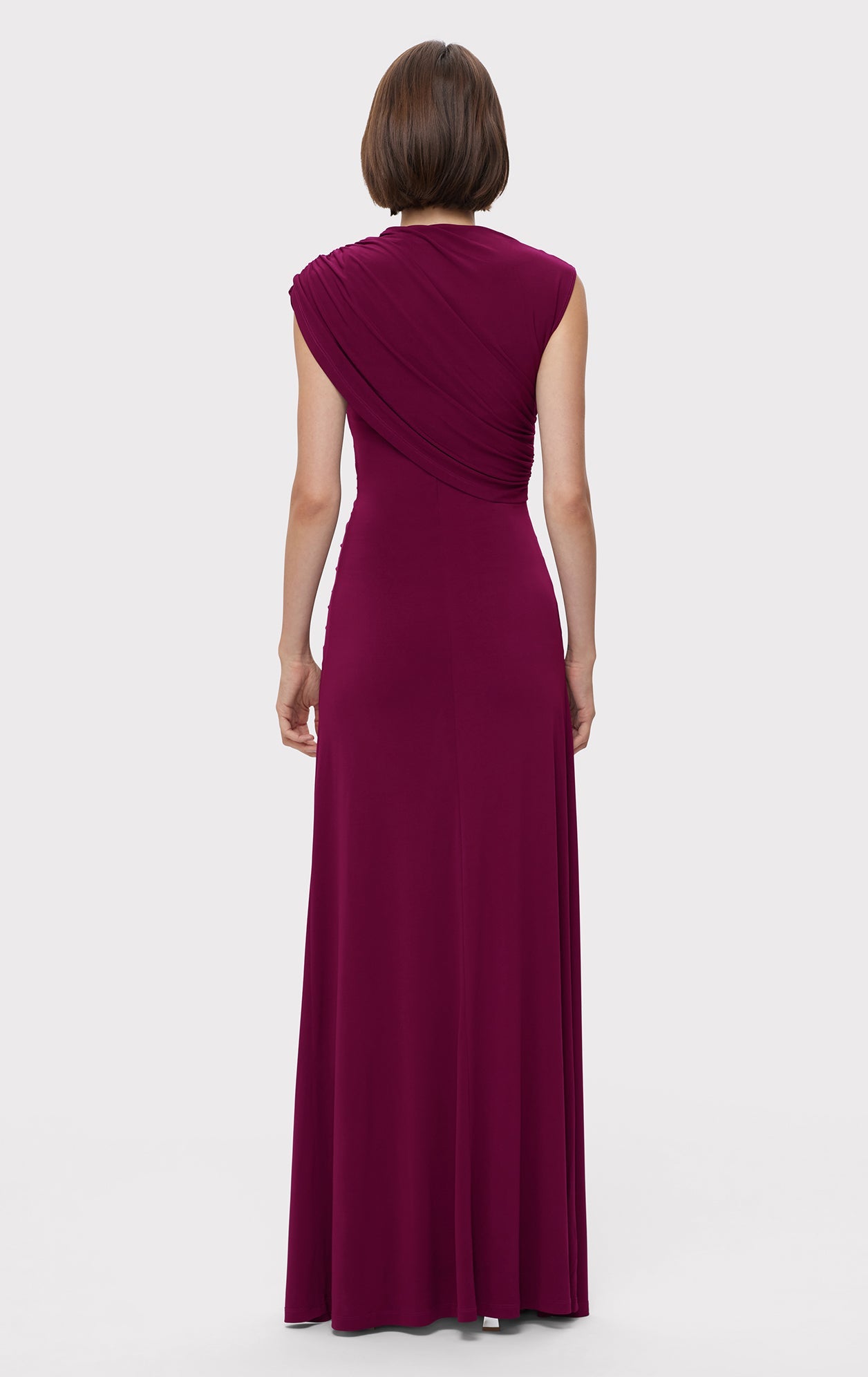 Ruched Matte Jersey Draped Gown | Sangria