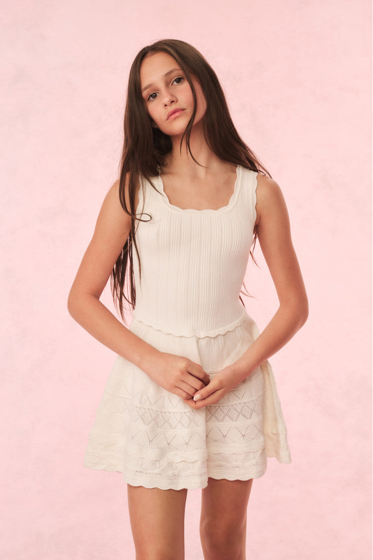 Girls Ronellia Knit Mini Dress | Ivory