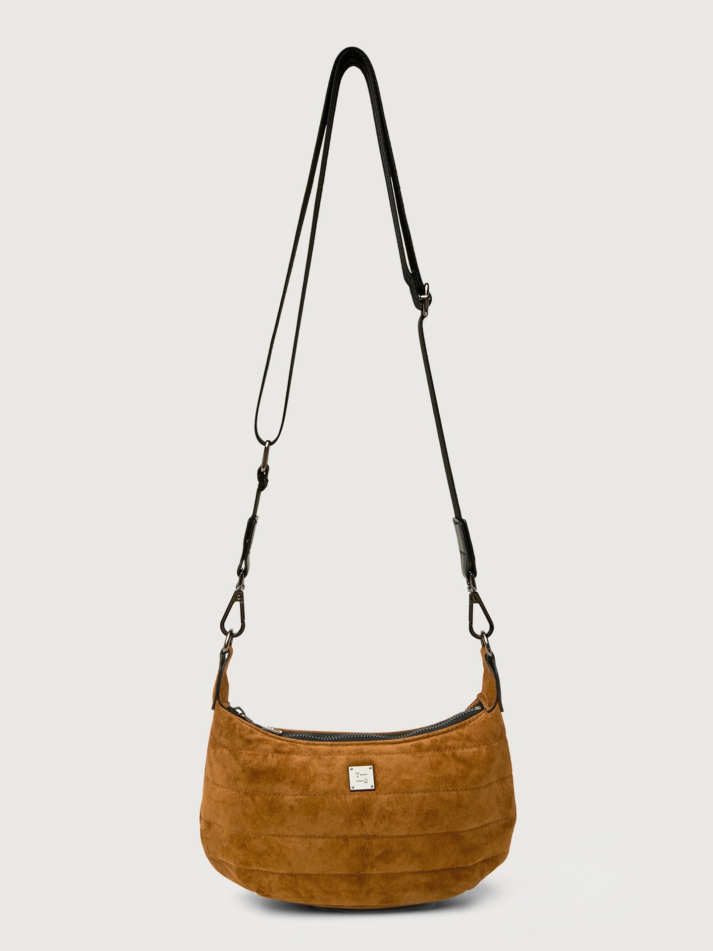 Mini Moon Bag | Golden Suede/ Gunmetal Hardware/Black/Black Web
