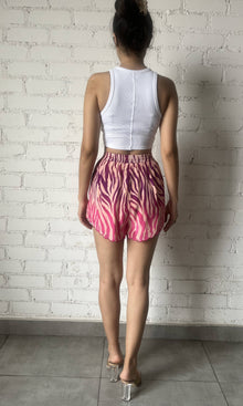 Womens | Aine Polyester Crepe Shorts | Purple Multi