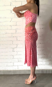 Rococo Sand | Blaire Viscose Satin Skirt | Orange Pink Ombre