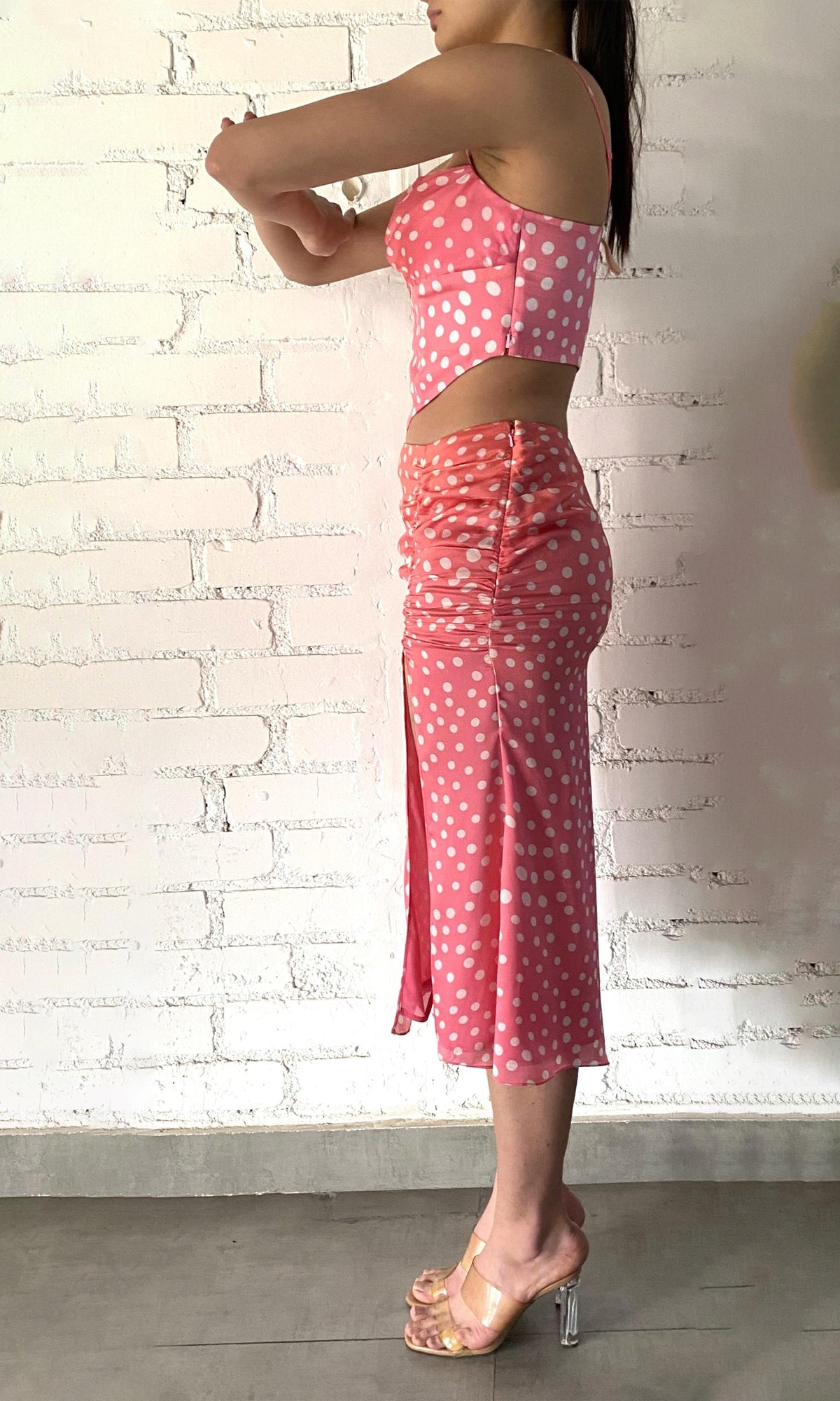 Rococo Sand | Blaire Viscose Satin Skirt | Orange Pink Ombre
