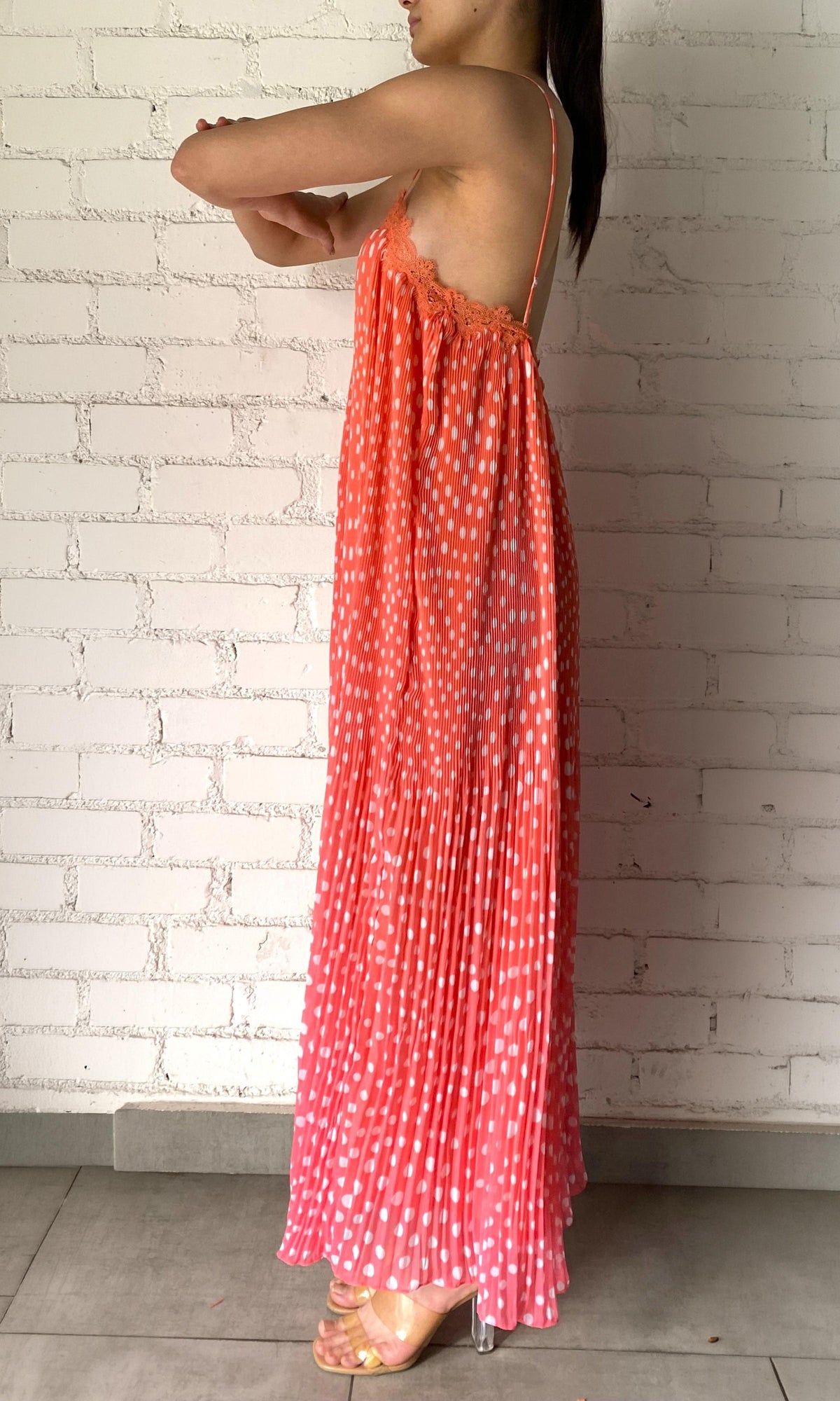 Womens | Blaire Polyester Chiffon Long Dress | Neon Pink