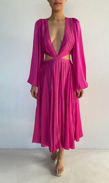Womens | Bree Polyester Satin Midi Dress | Pink