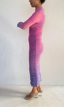 Rococo Sand | Dream Nylon Powermesh Long Dress | Pink
