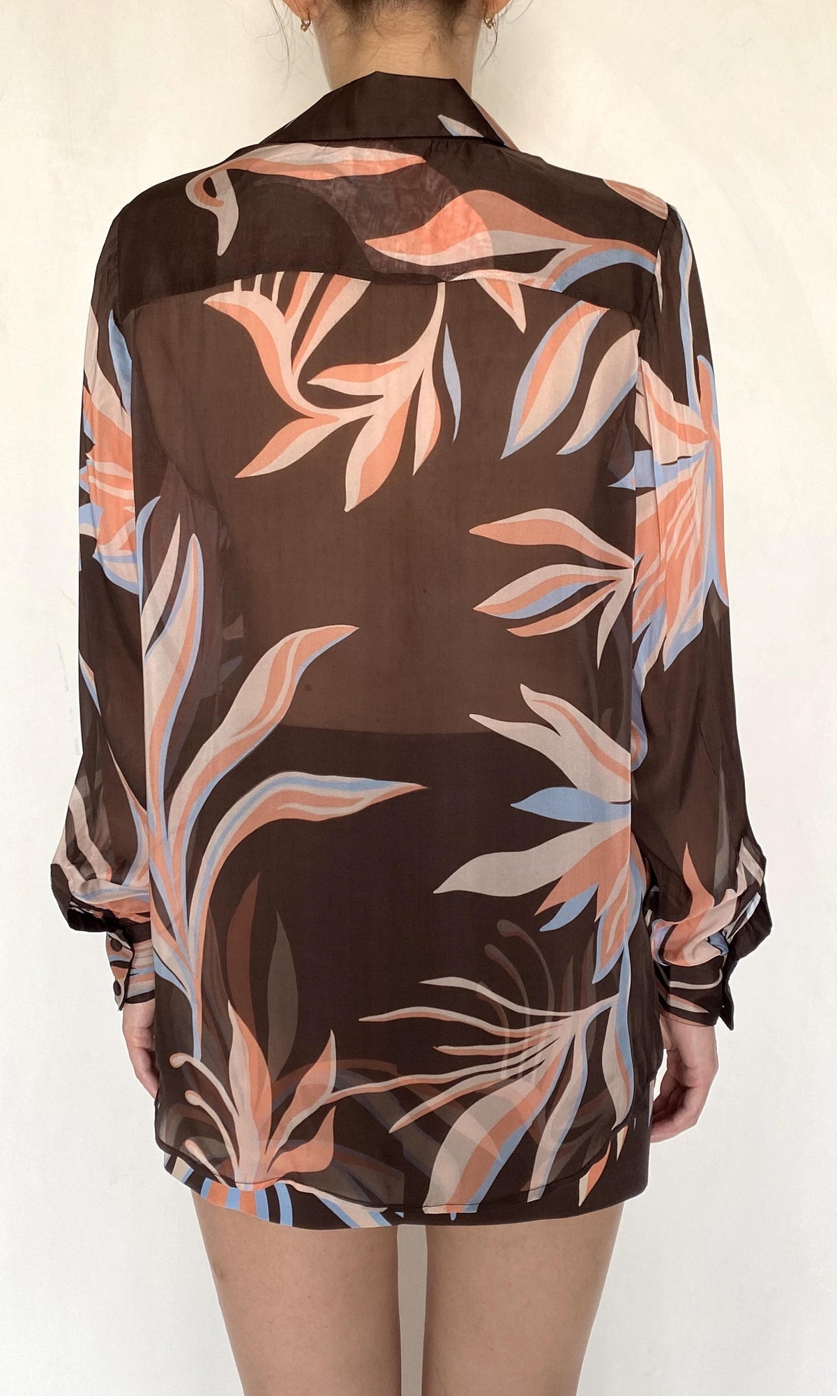 Womens | Fern Viscose Flat Chiffon Oversized Shirt | Brown