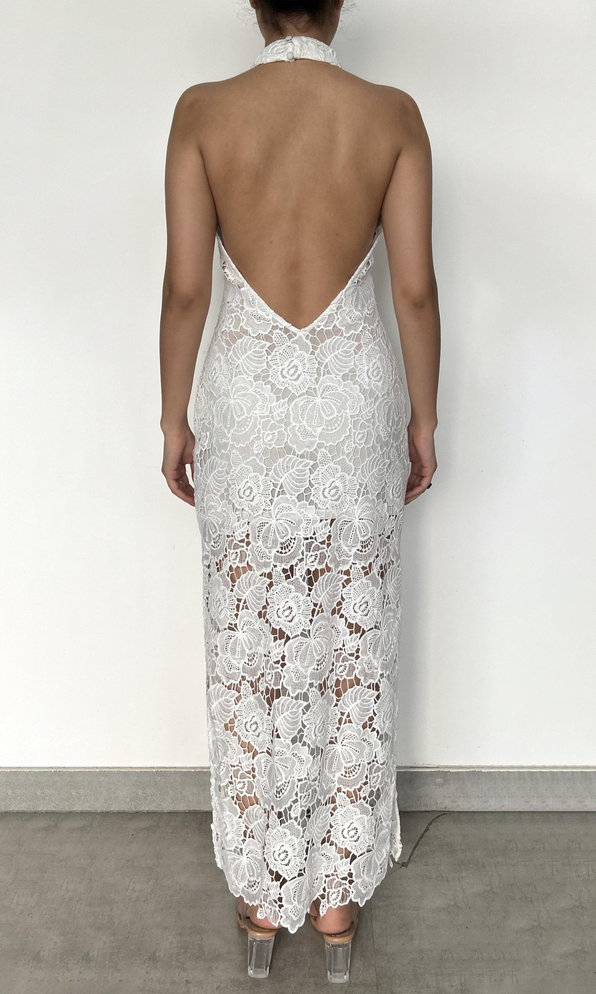 Rococo Sand | Inv Polyester Chemical Lace Long Dress | Midi Dress