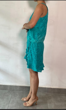 Rococo Sand | Inv Cotton Schiffli Short Dress | Teal