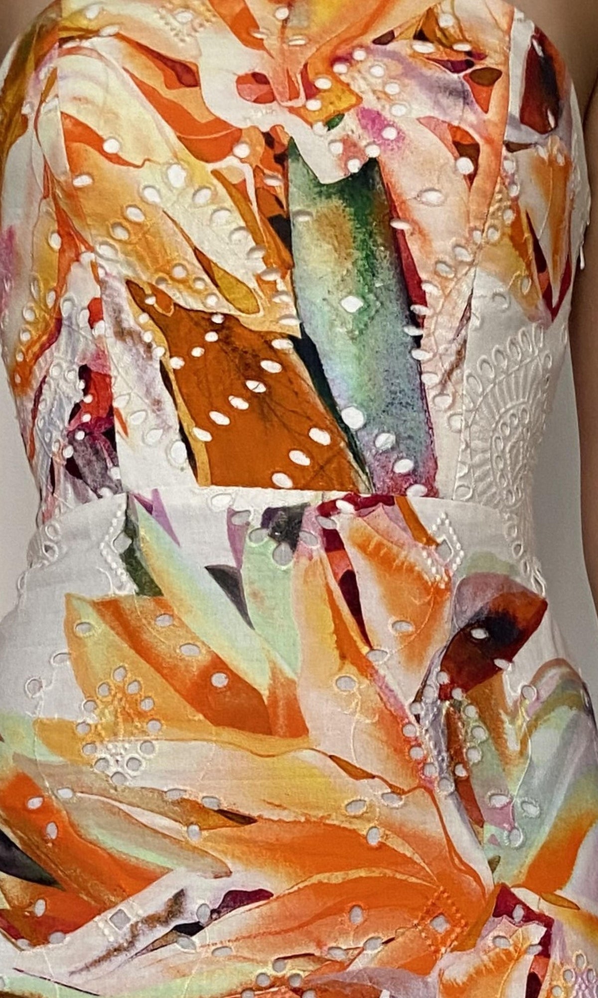 Womens | Jill Cotton Schiffli Printed Schiffly Midi Dress | White Multi
