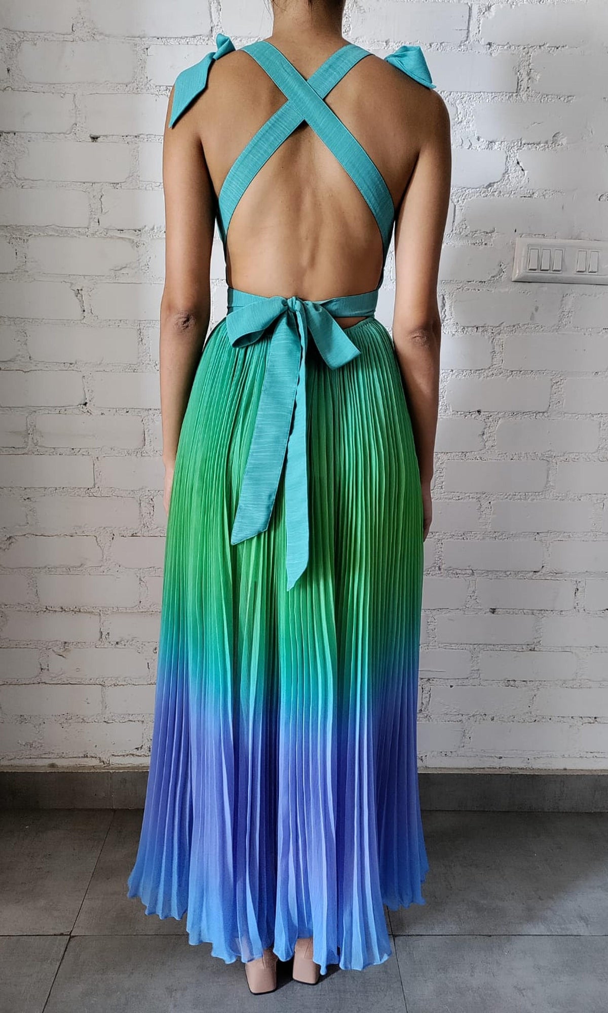 Womens | Kiki Viscose Flat Chiffon Long Dress | Green