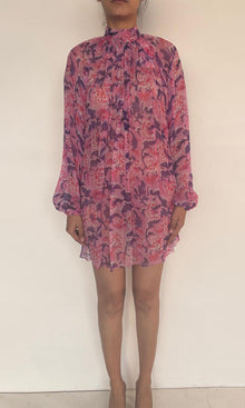 Rococo Sand | Lei Viscose Crinkle Chiffon Short Dress | Pink
