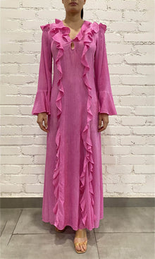 Rococo Sand | Moe Cotton Viscose Georgette Long Dress | Pink Wash