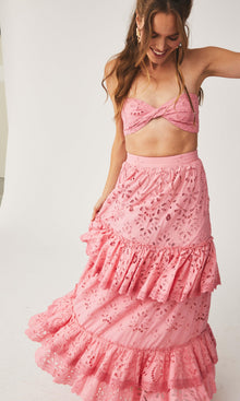 Rococo Sand | Moss Cotton Schiffli Bandeau | Pink