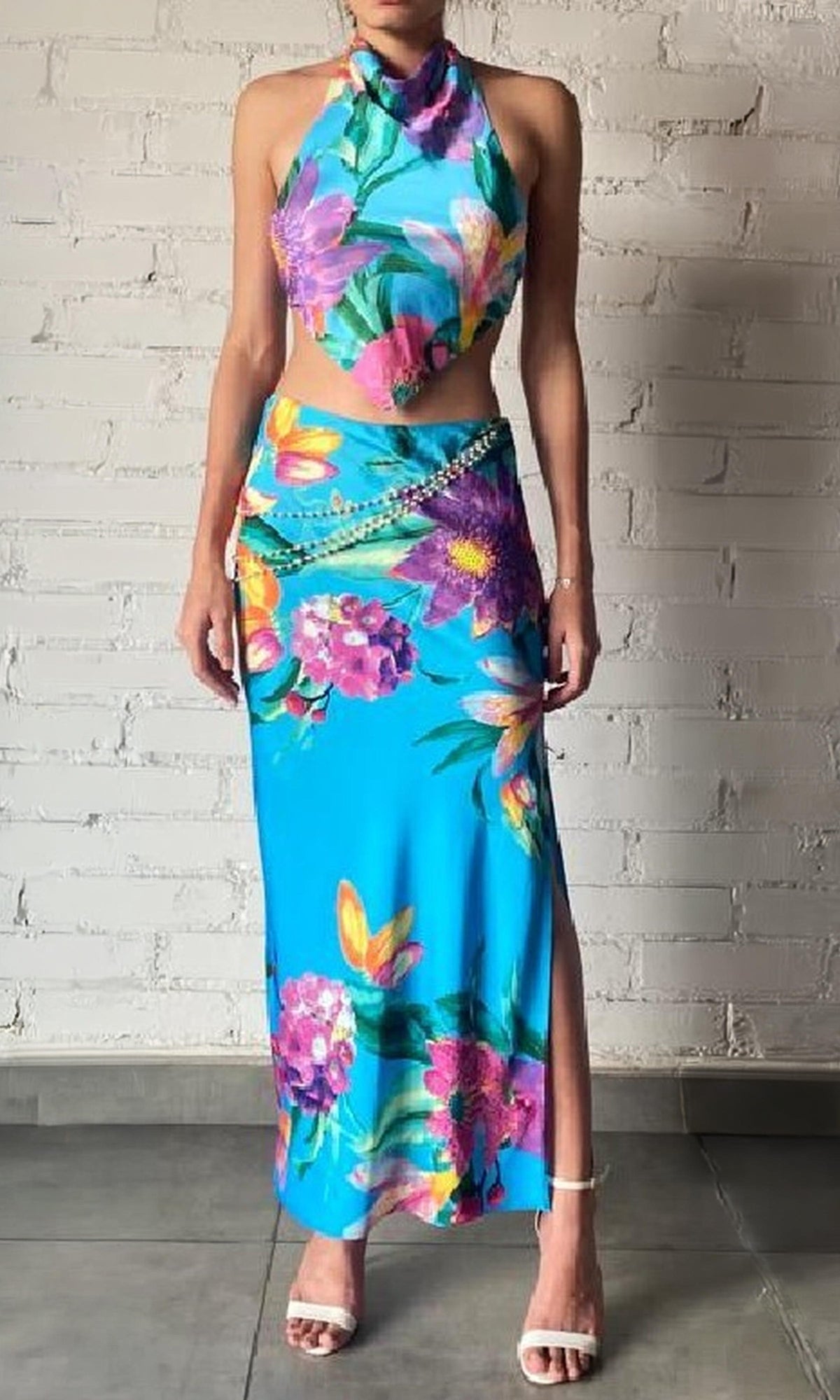 Womens | Ocean Polyester Crop Top | Turquoise