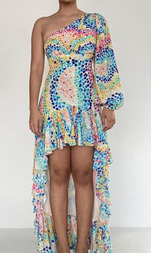 Rococo Sand | Okimi Tanish Crepe Long Dress | White Multi