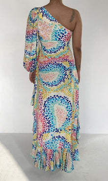 Rococo Sand | Okimi Tanish Crepe Long Dress | White Multi