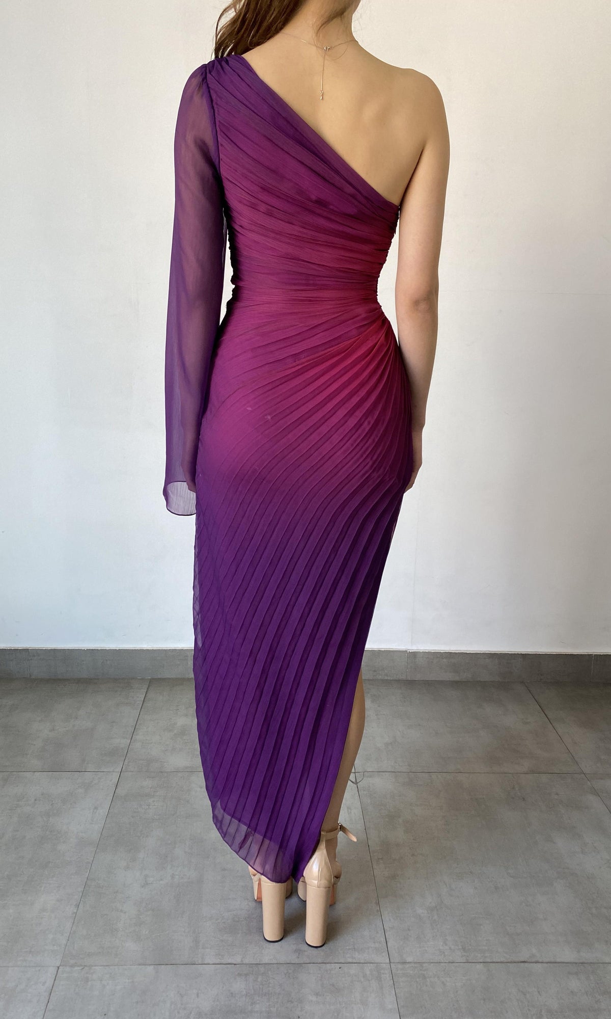 Womens | Paige Polyester Chiffon Long Dress | Pink/Purple