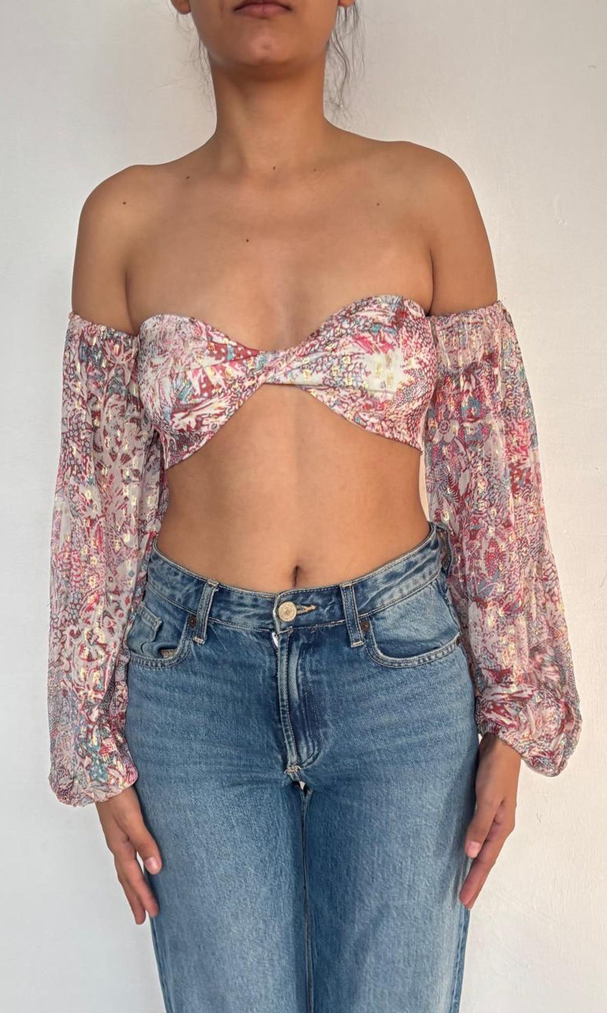 Rococo Sand | Paola Viscose Chiffon Dobby Top | Multi