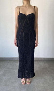 Rococo Sand | Paris Polyester Chemical Lace Long Dress | Black