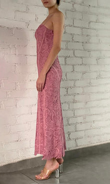 Rococo Sand | Paris Polyester Chemical Lace Midi Dress | Blush