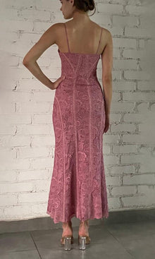 Rococo Sand | Paris Polyester Chemical Lace Midi Dress | Blush