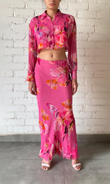 Rococo Sand | Quin Viscose Chiffon Crop Shirt | Pink