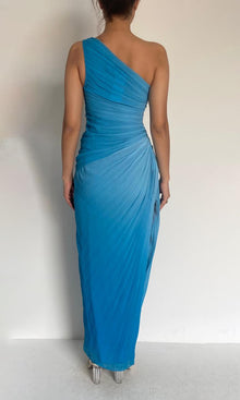 Rococo Sand | Rae Polyester Chiffon Long Dress | Blue Ombre