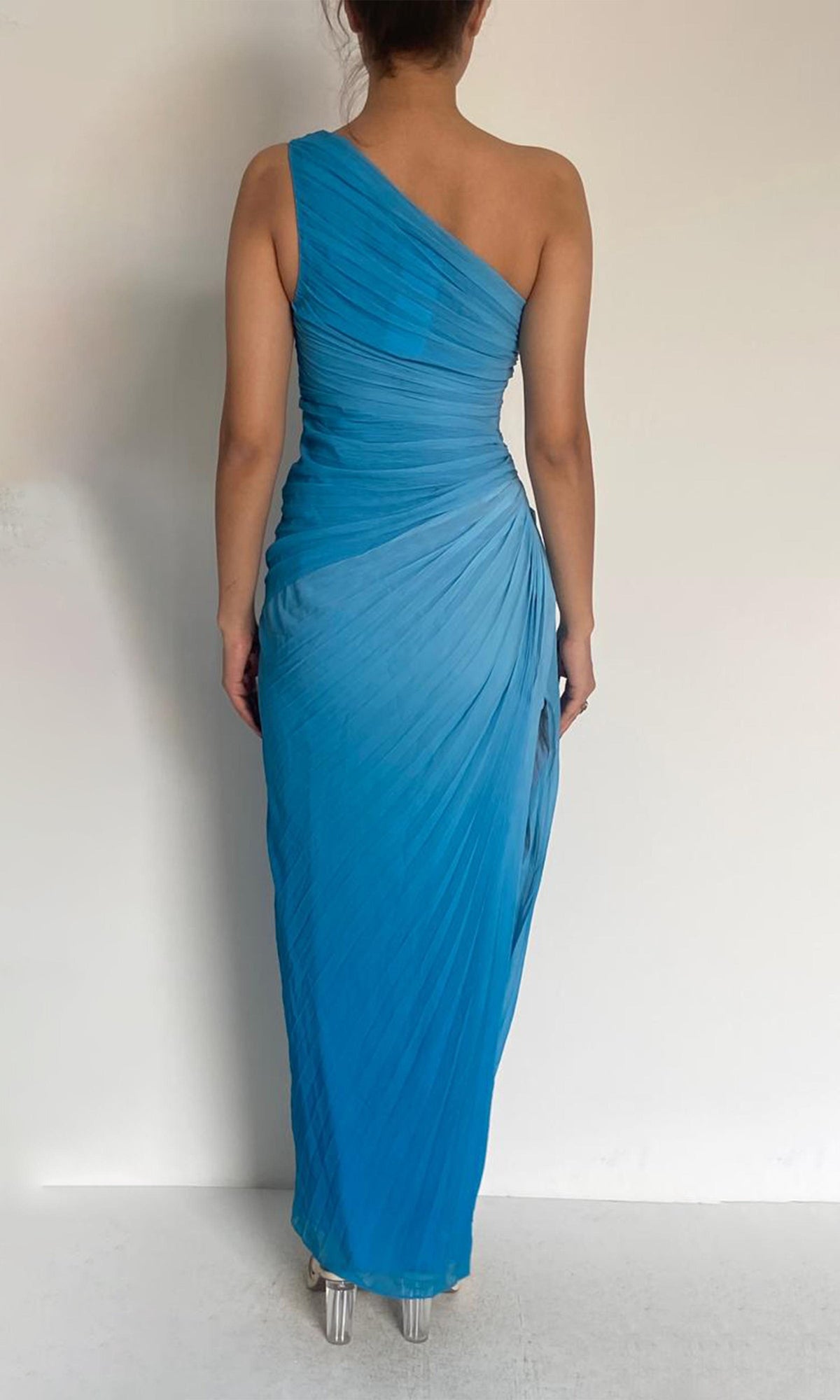 Rococo Sand | Rae Polyester Chiffon Long Dress | Blue Ombre