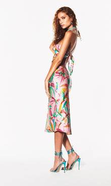 Rococo Sand | Rio Charmeuse Silk Short Dress | Pink Multi